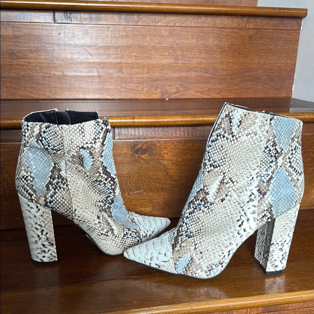 Snakeskin Patterned Ankle Boots